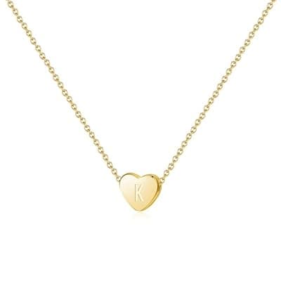 [BAYLAY] BAYLAY Gold Necklace for Women - Gold Heart Initial Necklaces Dainty 18K Gold Palted Initial Necklace Tiny A-Z Initial Letter Necklace Valentines Day Gifts for Kids Girls