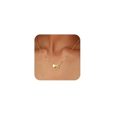 BAYLAY Gold Initial Necklaces for Women Girls, 18K Gold Plated Heart Letter Initial Necklace Dainty Gold Necklaces for Women Teen Girl Gifts Trendy Stuff Gold Jewelry Birthday Gifts