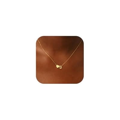 [JNZSSWHJJH] JNZSSWHJJH Heart Initial Necklaces for Women Girls, 18K Gold Plated A-Z Initial Necklace Tiny Heart Necklace Dainty Gold Initial Necklaces for Women Trendy Jewelry Gifts for Teen Girls