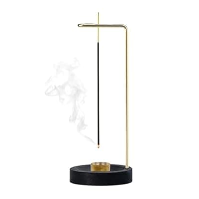 [JHEELITE] 2 in 1 Incense Holder, Inverted Incense Burner with Cone Reel and 9 Holes Incense Holder, Retro Wooden Incense Burner for Yoga Meditation Home Office Decor Black