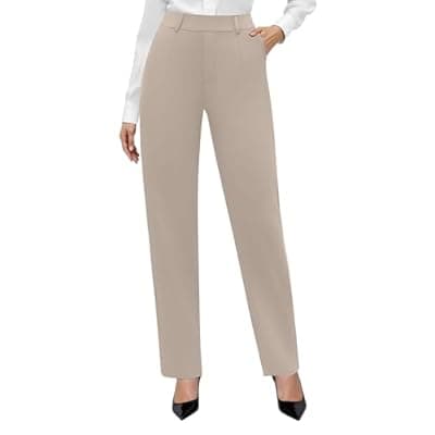 [DLOODA] DLOODA Stretchy Work Pants Women High Waisted Pull On Dress Pants Office Business Casual Slacks with Pockets