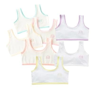 [JIULINCC] JIULINCC Cotton Bralette Seamless Cami Crop Bras Girls' Multi Cotton Built-Up Stretch Sports Bra10-14years Old