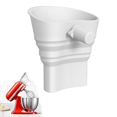 [Miaimther] 2026 Updated Flour Funnel for Kitchen Aid Mixer, Durable Anti-Splash Mixer Flour Funnel for Tilt-Head 4.5–7 Qt (KSM150), Easy Pour No-Mess Attachment, Dishwasher-Safe Baking Tool (White)