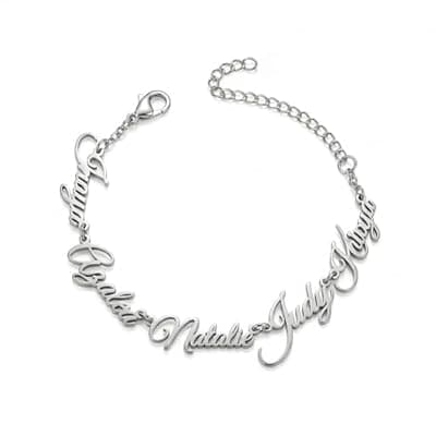 [JINMA] JINMA Custom Name Bracelet for Women – Personalized 1-5 Names Adjustable Nameplate Bracelet – Sterling Silver/Gold – Gift for Mom, Wife, Friends