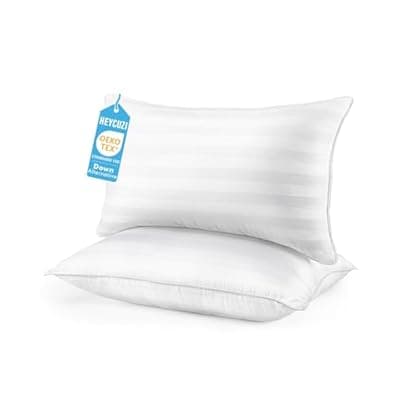 [HEYCUZI] HEYCUZI Queen Size Bed Pillows Set of 2 - Breathable Down Alternative Premium Pillows for Side, Back, and Stomach Sleepers Fluffy Hotel Quality Soft Microfiber Fill Skin-Friendly