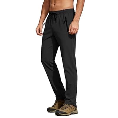 [AGVNG] Hiking Pants for Men Quick Dry Water Resistant Sweatpants Elastic Waist UPF 50+ Cargo Causal Travel Work Lightweight Running