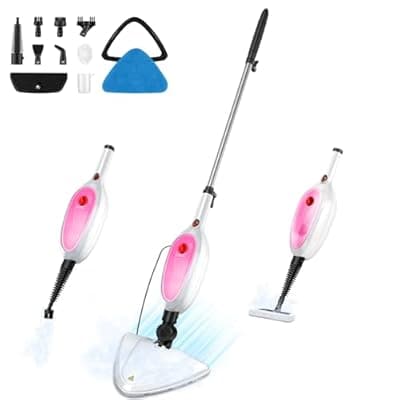 [UTIBIJIR] Steam Mop & Detachable Handheld Steamer 2-in-1 Design, 20s Fast Heat-Up, 16FT Power Cord, 10-in-1 Multi-Purpose Steam Cleaner for Hardwood Floors/Carpet/Tile/Grout/Window/Stove for Deep Home Cleaning