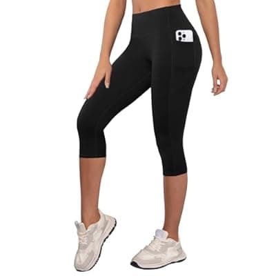 [COPYLEAF] COPYLEAF Capri Leggings for Women High Waisted Leggings with Pockets Gym Workout Running Yoga Pants