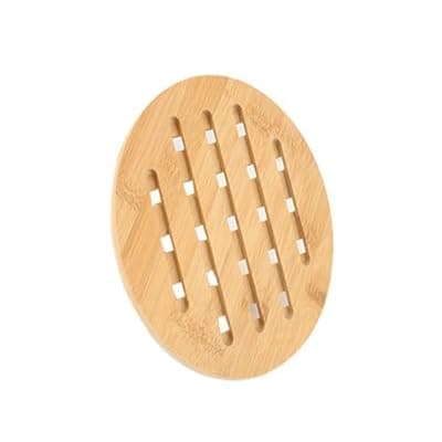 [REVGOZU] Natural Bamboo Ceramic Pot Tray Heat Insulation Pad, Durable Anti-Hot Pad for Dishes, Teapot, Hot Pot Holders, Soup Bowl Tray Table Mat (5.9 * 5.9, Round)