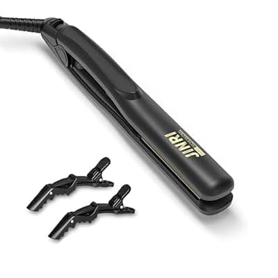[JINRI] JINRI 0.8 Inch Hair Straightener Titanium Plate Medium-Sized Flat Iron,Perfect Travel Size Hair Straightener Dual Voltage