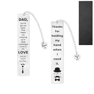 [Tissmi] 2Pcs Dad Bookmarks, Fathers Day Bookmarks Gifts, Happy Dad Birthday Present, Gifts for Thanksgiving Christmas