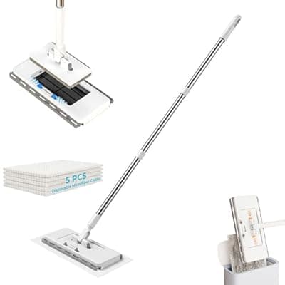 [LJIMYV] 2-in-1 Snap Grip Mini Mop, Hands-Free Cloth Changing with 360° Rotating Head, Zero-Touch Portable Wall Mop for Floor, Tile and Mirror, Universal Pad Compatibility for Any Cloth+ Magic Cleaning Cloth