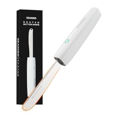 [SEAINGO] SEAINGO Heating Butter Knife Spreader - Rechargeable, Electric, Cordless, Heats up in 6 Seconds, Nonstick Stainless Steel Blade, ON/OFF Safety Lock Switch, 2 Warming Mode Can Quickly Melt Cold Hard Bu