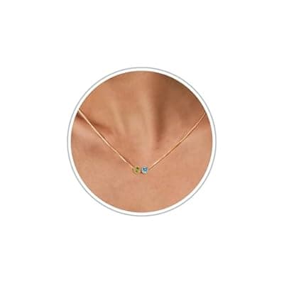 [Sistble] Sistble Mothers Day Gifts Birthstone Necklace for Women Teen Gifts 14K Gold Plated Necklace with 1-12 Birthstone 16th 18th 21st 30th 50th Birthday Gift for Her Valentines Friendship Christmas Jewelry