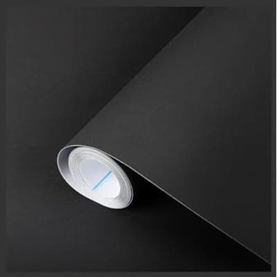 [LXCREAT] Black Wallpaper Peel and Stick Matte Solid Color Contact Paper for Kitchen Cabinet - Removable Self Adhesive Waterproof Renter Friendly Wallpaper for Bedroom or Countertop Decoration 15.7in×393.7in