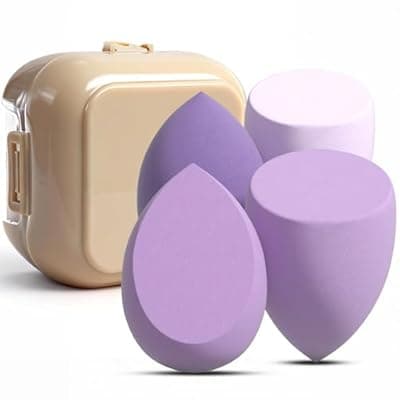 [wjxfwanyy] 4-in-1 Beauty Blender Set – Lavender & White (Lavender Color Series), suitable for makeup application, foundation, liquid blush, etc.