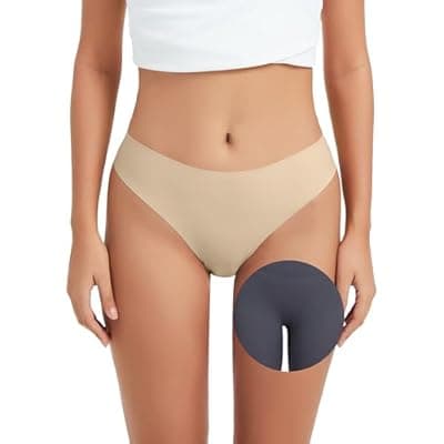 [OVRUNS] OVRUNS Camel Toe Underwear Thong for Women 3 Pack Cameltoe Proof Concealer Thongs No Show Panties Seamless Workout Underwear