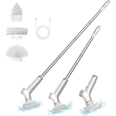 [VEWIOR] Electric Spin Scrubber, VEWIOR Cordless Shower Scrubber with 3 Adjustable Angle, Cleaning Brush with 2 Speeds 3 Replaceable Brush Heads for Bathroom Kitchen Tub