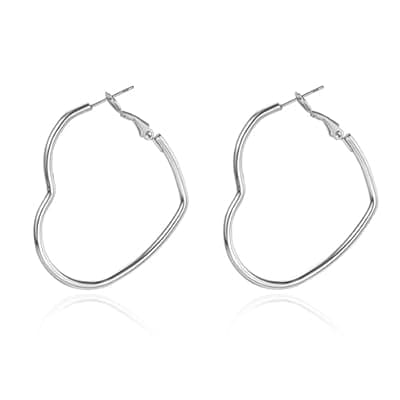XIUQILAI Heart Earrings for Women, 14K Plated Gold/Silver Big Small Stainless Steel Hoops Earrings, Fashion Hypoallergenic Lightweight Heart Shape Jewelry 30/40/50/60mm