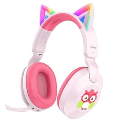 [LOBKIN] LOBKIN Kids Headphones with Microphone Bluetooth 6.0, Toddler Headphones LED Ligh Rotatable Foldable Sensitive Mic Adjustable 85/94dB Volume Limit Real-time Audio Feedback for Boys Girls Online School