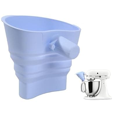 [Miaimther] Flour Funnel for Kitchen Aid Mixer, Durable Anti-Splash Mixer Flour Funnel for Tilt-Head 4.5–5 Qt (KSM150), Easy Pour No-Mess Attachment, Dishwasher-Safe Baking Tool (Blue)