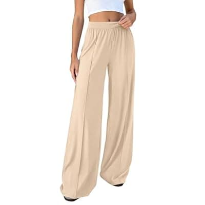 BTFBM Palazzo Pants for Women 2026 Spring Summer Casual Lounge Pants High Waist Flowy Trousers Baggy Wide Leg Pants