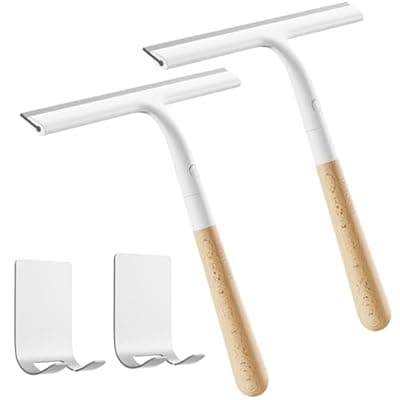 [Diveotree] Silicone Shower Squeegee for Glass & Doors, Diveotree Multi-Purpose Squeegee for Bathroom Shower/Windows/Glass/Door, Heavy Duty Scrubber for Car Windshield Cleaning (White, 2pack)