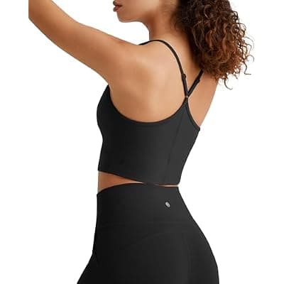 [G4Free] G4Free BareFeel Women's Sports Bra Padded Square Neck Adjustable Spaghetti Straps Y Back Gym Casual Yoga