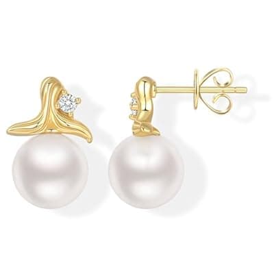 [Dexiriu] Dexiriu Cultured Freshwater Pearl Stud Earrings, 14K Gold Plated S925 Silver Women Pearl Stud, Gift for Birthday Mothers Day, Christmas, Anniversary
