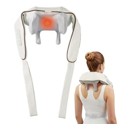 [BeeChip] Wireless Neck and Shoulder Massager with Heat - 4D Shiatsu Deep Tissue Massager, 42℃ Warm Compress, Portable Back Massager for Home, Office, Travel - Neck Massager for Relaxation & Tension Relief
