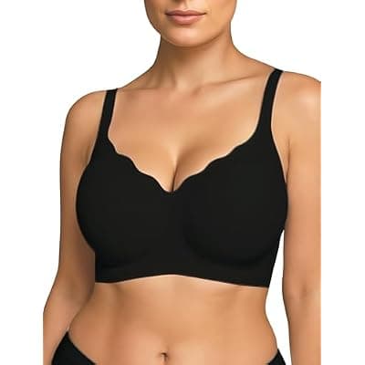 [Soft Intention] Soft Intention Jelly Wireless Bra, Minimizer Bras for Women Deep V Bra, No Underwire Seamless Full Coverage