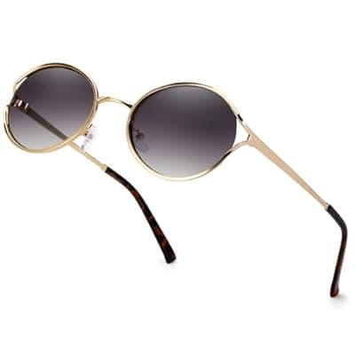 [DreamCalf] DreamCalf Retro Sunglasses for Women Classic Round Designer Sun Glasses UV400 Protection Shades
