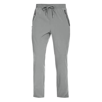 [MOURCE] MOURCE Men's Lightweight Travel Pants Breathable Athletic Elastic Waist Casual Pants Quick-Dry Joggers 2 Zipper Pockets