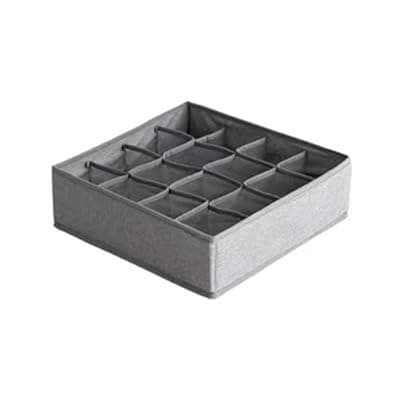[REVGOZU] REVGOZU Underwear Organizer with Drawer Dividers, Foldable Fabric Dresser Closet Organizers Bins, Bedroom Cabinet Organization and Storage Box for Baby Clothes, Undies, Ties，Sock-Dark Grey (16cell)