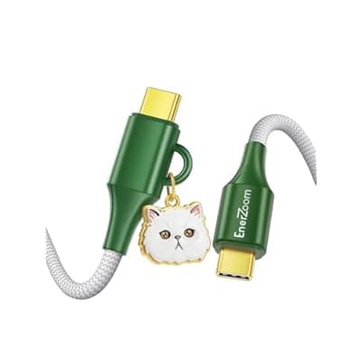 [enerzoom] Pet Memorial USB C to USB C Cable, 240W Fast Charging | 30000 Bends SGS Certified | Nylon Braided Type C Cord, Daily Gift for Cat Owner and Pet Lovers for iPhone Samsung MacBook, 3.3FT-Persian