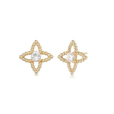 [TONTMY STUDIOS] Stud Earrings for Women 14K Gold Plated CZ Stud Dainty Gold Earrings Lightweight Hypoallergenic Earrings for Women Trendy Star Cross Shell Nail Screw Pearl 925 Sterling Silver Jewelry for