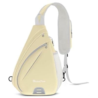 [Seektop] Seektop Anti-Theft Sling Bag RFID Blocking Waterproof Nylon Lightweight Mini Crossbody Backpack Shoulder Bags Cross Body for Travel Hiking Outdoor Commuting Men Women Beige
