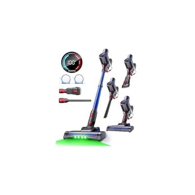 [Slivamo] Slivamo S10 Cordless Vacuum Cleaner, 40KPA/500W/45Mins, LED Display, 8-in-1 Lightweight Stick Vacuum Cleaners for Home with Green LED Light, 6-Stages Filtration, Self-Standing Design, Blue