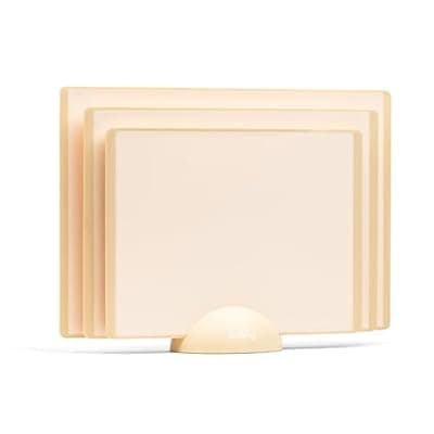 [SMIRLY] SMIRLY Plastic Cutting Board Set with Holder 3 Pieces, Non-Slip Dishwasher Safe Chopping Boards for Kitchen, Cream White