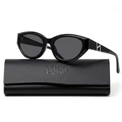 [LOHO] LOHO Cat Eye Sunglasses, Retro Oval Acetate Cat Eye Sunglasses for Women,Y2K 90s Trendy Women Sunglasses for Travel Holiday