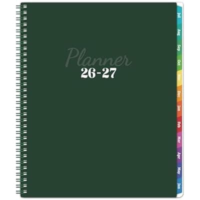[Shoparr] 2026-2027 Planner - 2026-2027 Planner Weekly and Monthly, Jul. 2026 - Jun. 2027 11'' x 9'', Planners 26-27 with Colorful Tabs, Premium Paper, Twin-wire Binding - Classic Dark Green