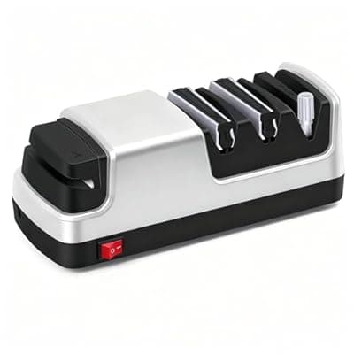 [Elayce] 4-in-1 Electric Knife Sharpener, Professional 2-Stage Diamond Sharpening System for Straight/Serrated Knives, Scissors & Polishing Rod, Kitchen Blade Sharpener