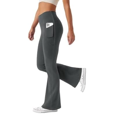 JEKAOYI Women's Flare Yoga Pants with Pockets High Waist Casual Bell Bottom Bootcut Leggings