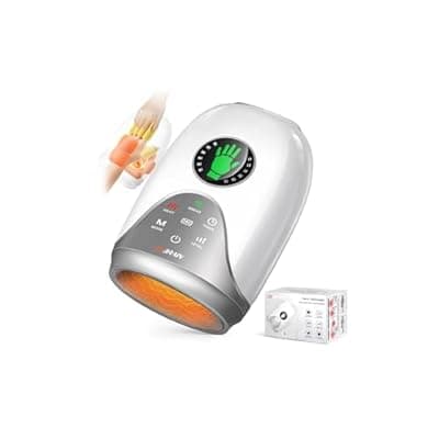 [JZBRAIN] JZBRAIN Hand Massager with Heat and Compression Hand and Wrist Massager with Customizable Modes, Finger Stretch Function, Palm Roller - Daily Comfort for Women, Men, Home, Office Use