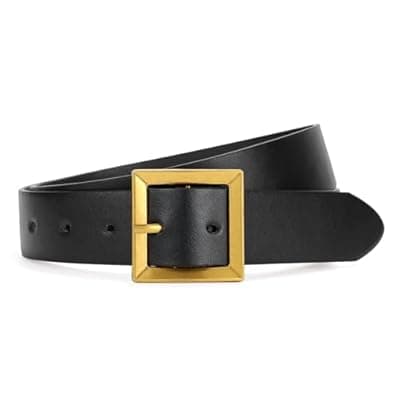 [SUOSDEY] SUOSDEY Women Leather Belt for Jeans Dresses Pants Fashion Waist Belt Ladies Belts for Trendy with Gold Square Buckle