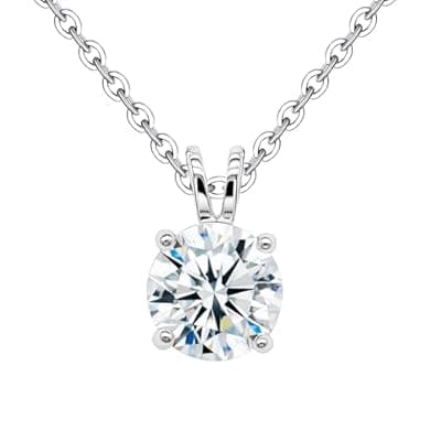 [Handi Queen] Handi Queen Moissanite 925 Sterling Silver Pendant Necklace 0.5-1 Carat Round Pear Cut, Dainty Elegent D Color Dancing Style with Bead Adjustable Chain Necklace for Women