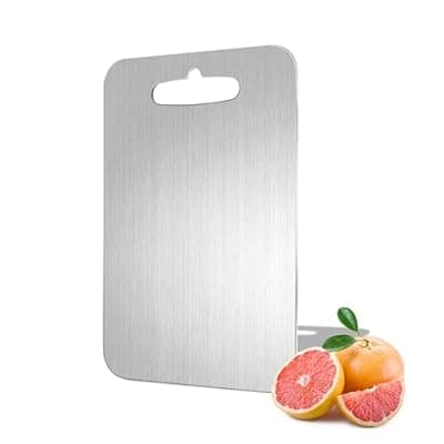 [Qianying] Titanium Cutting Board - Katuchef 100% Pure Titanium Cutting Boards for Kitchen Double Sided Non Toxic Titanware for Meat/Vegetables, Hygiene Durable Dishwasher Safe Metal Chopping Board Small