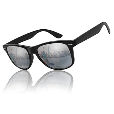 [Chiseyhue] Chiseyhue Sunglasses Men Polarized, Retro Sunglasses Men Women Fashion for Driving Fishing Mirror Silver Lens Shades