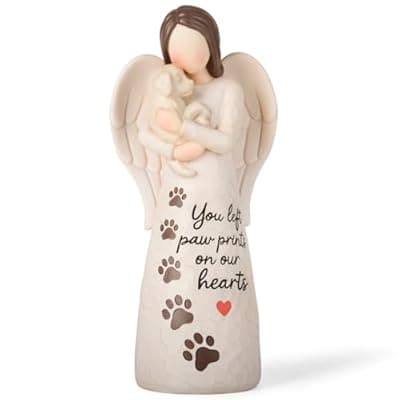 VOFSTAND Affection Angel Embraces Dog, I Love Our Friendship, Gift to Celebrate Loving Pets and Dog Lovers, Sculpted Hand-Painted Figurine