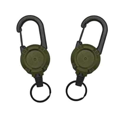 [Zntezed] Zntezed 2 Pack Heavy Duty Retractable Keychain, Carabiner Badge Holder, Tactical ID Badge Holder Reel Carabiner Clip with Magnetic Closure, Upgraded 60cm Stainless Steel Cord, Pocket 3 Accessory
